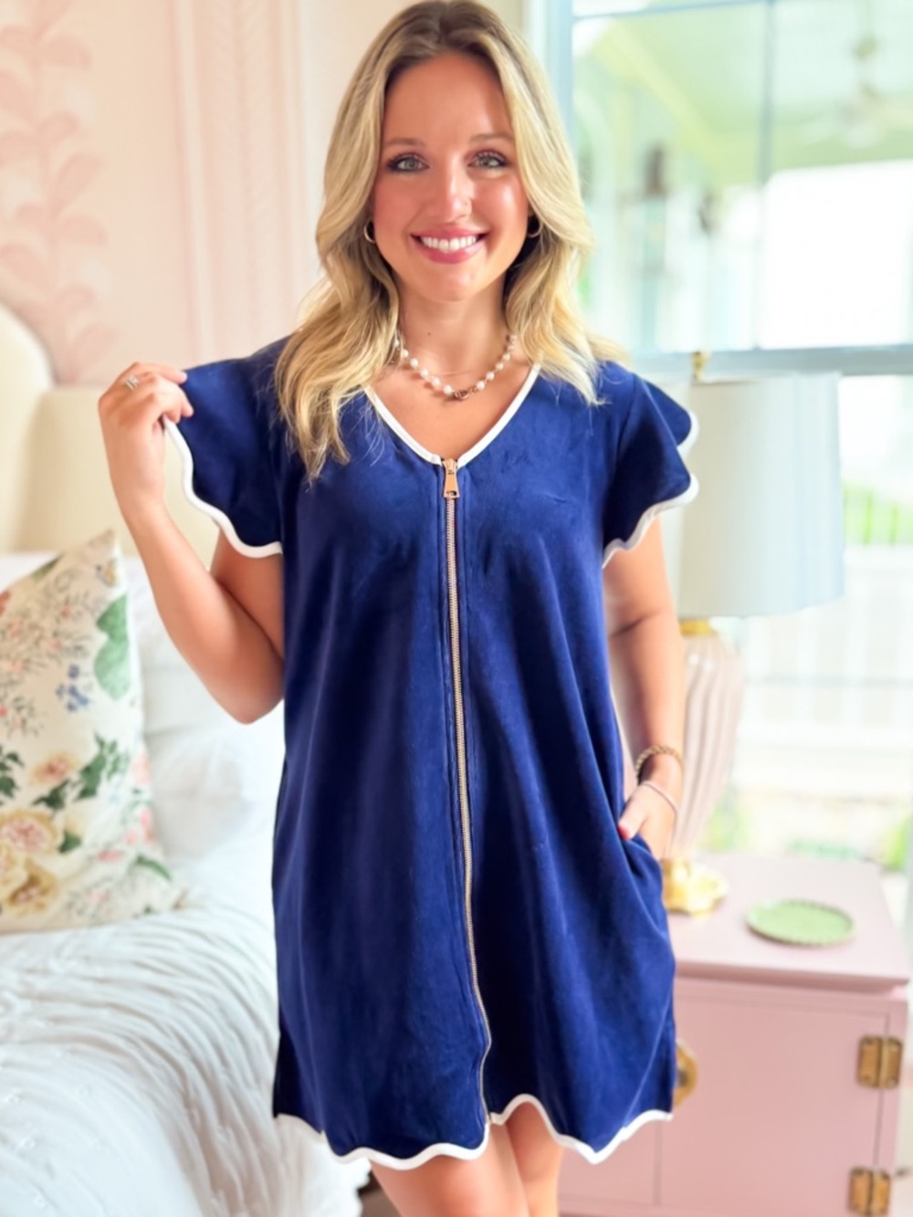 SSYS The Label Navy Velvet Get Ready Robe XXL Like New